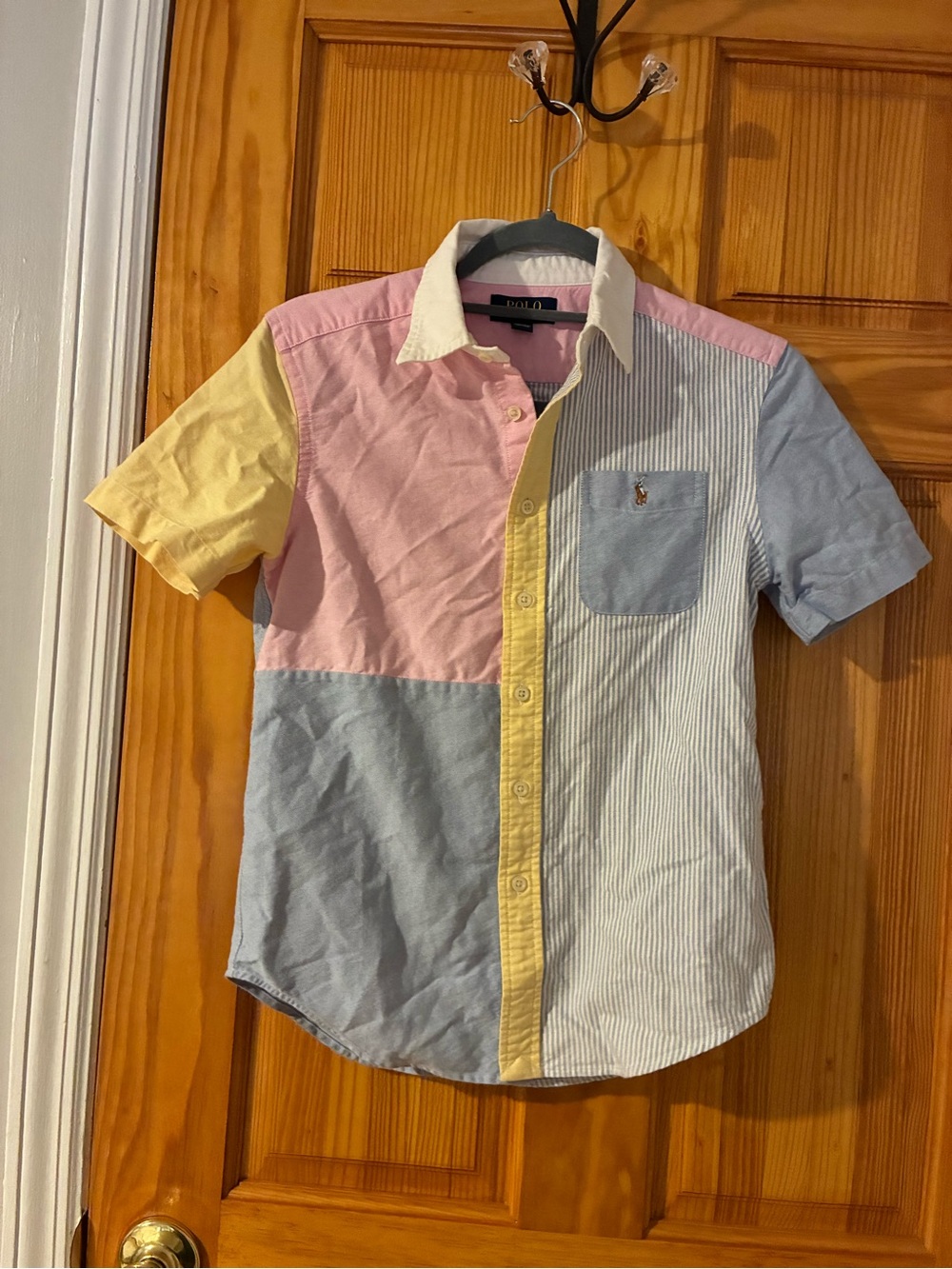 Boys Polo by Ralph Lauren Pastel Colorblock Short Sleeve Button-Down Shirt